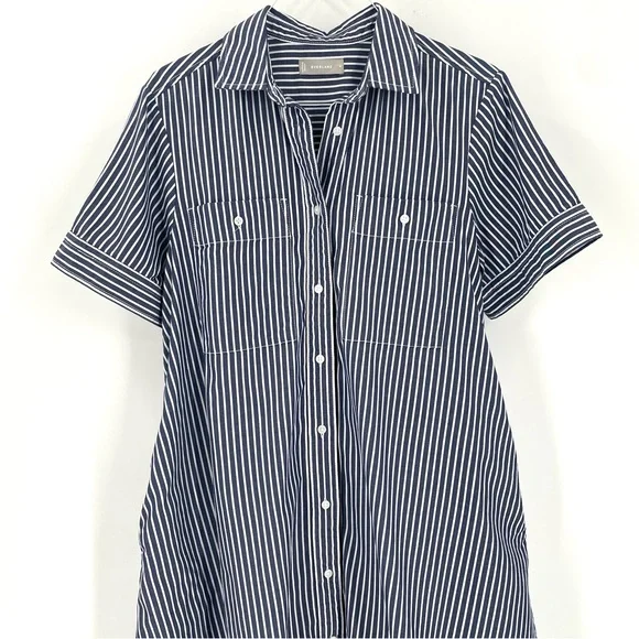 EVERLANE The Daytripper Striped Button Down Oversized Short Sleeve Shirt Dress - Picture 6 of 11